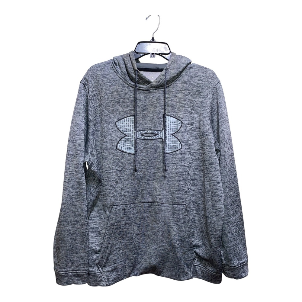 Under Armour ColdGear Fleece Hoodie Men's XL Loose Fit Gray‎ Logo Pullover